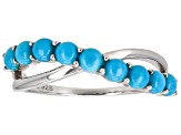 Blue Sleeping Beauty Turquoise Platinum Over Sterling Silver Crossover Ring