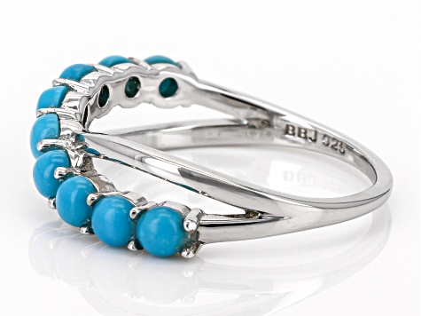 Blue Sleeping Beauty Turquoise Platinum Over Sterling Silver Crossover Ring