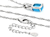 Blue Sleeping Beauty Turquoise Rhodium Over Sterling Silver Solitaire Pendant With Chain
