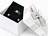 Blue Sleeping Beauty Turquoise Sterling Silver Ring With Earrings Box Set