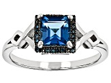 London Blue Topaz Rhodium Over Sterling Silver Ring 1.25ctw