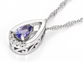 Blue Tanzanite Rhodium Over Sterling Silver Pendant With Chain 0.42ctw