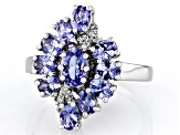 Blue Tanzanite Rhodium Over Sterling Silver Ring 2.02ctw