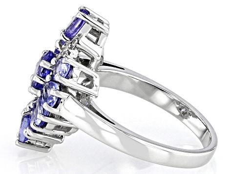 Blue Tanzanite Rhodium Over Sterling Silver Ring 2.02ctw