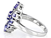 Blue Tanzanite Rhodium Over Sterling Silver Ring 2.02ctw