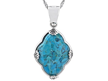 Picture of Blue Turquoise Sterling Silver Enhancer with Chain