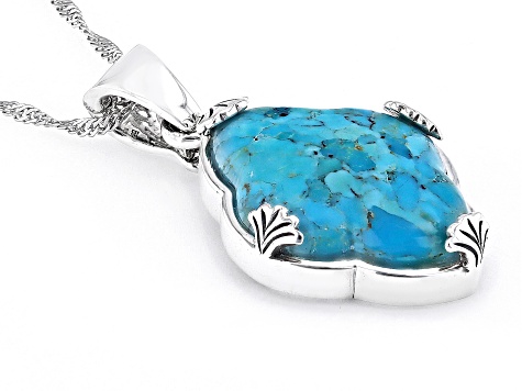 Blue Turquoise Sterling Silver Enhancer with Chain