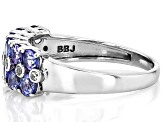 Blue Tanzanite With White Zircon Rhodium Over Sterling Silver Ring 1.37ctw
