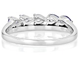 Blue Tanzanite With White Zircon Rhodium Over Sterling Silver Ring 0.65ctw