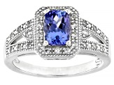 Blue Tanzanite Rhodium Over Sterling Silver Ring 0.97ctw