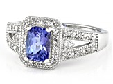 Blue Tanzanite Rhodium Over Sterling Silver Ring 0.97ctw