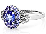 Blue Tanzanite Rhodium Over Sterling Silver Ring 1.32ctw