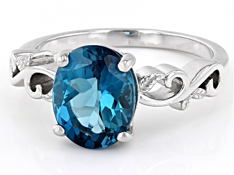 London Blue Topaz Rhodium Over Sterling Silver Solitaire Ring 2.80ct