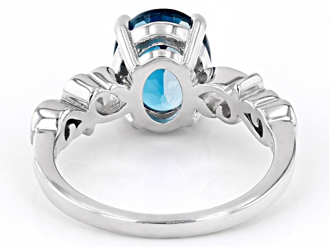 London Blue Topaz Rhodium Over Sterling Silver Solitaire Ring 2.80ct