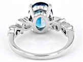 London Blue Topaz Rhodium Over Sterling Silver Solitaire Ring 2.80ct