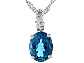 London Blue Topaz Rhodium Over Sterling Silver Solitaire Pendant With Chain 280ct