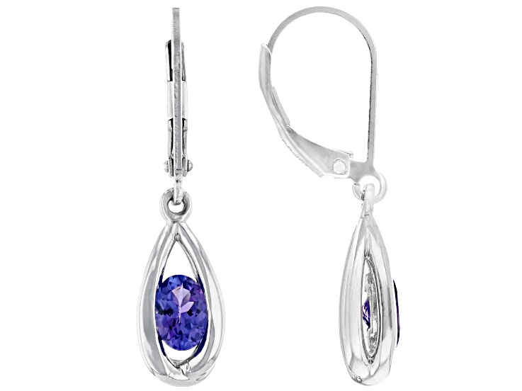 5000VTダイヤモンド Blue Tanzanite Rhodium Over Sterling Silver Pendant With