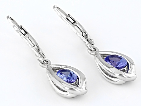 Blue Tanzanite Rhodium Over Sterling Silver Dangle Earrings 0.77ctw