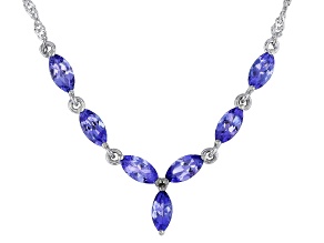 Blue Tanzanite Rhodium Over Sterling Silver Necklace 1.49ctw
