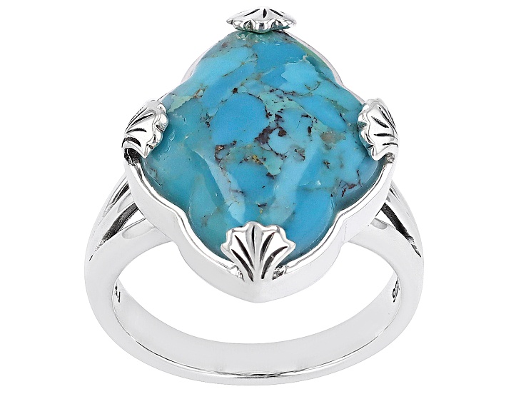 Blue Turquoise Sterling Silver Solitaire Ring - CTB157 | JTV