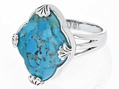 Blue Turquoise Sterling Silver Solitaire Ring