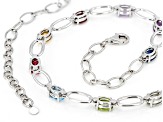 Multicolor Multi-Gem Rhodium Over Sterling Silver Necklace 12.44ctw