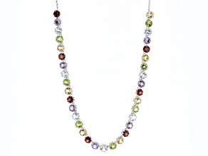 Multicolor Multi-Gem Rhodium Over Sterling Silver Necklace 28.98ctw