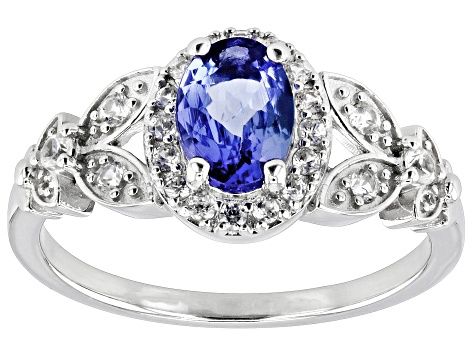 Blue Tanzanite Rhodium Over Sterling Silver Ring 0.98ctw