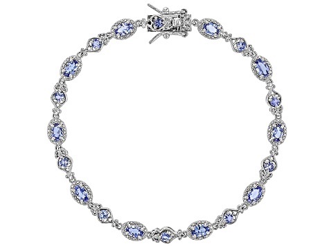 Blue Tanzanite Rhodium Over Sterling Silver Tennis Bracelet 2.86ctw ...