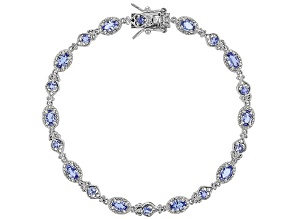 Blue Tanzanite Rhodium Over Sterling Silver Tennis Bracelet 2.86ctw