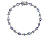 Blue Tanzanite Rhodium Over Sterling Silver Tennis Bracelet 2.86ctw