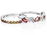 Multicolor Tourmaline Rhodium Over Sterling Silver Ring Set 1.11ctw