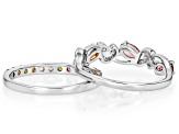 Multicolor Tourmaline Rhodium Over Sterling Silver Ring Set 1.11ctw