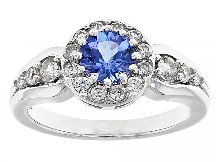 Blue Tanzanite Rhodium Over Sterling Silver Ring 1.41ctw