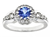 Blue Tanzanite Rhodium Over Sterling Silver Ring 1.41ctw