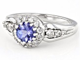 Blue Tanzanite Rhodium Over Sterling Silver Ring 1.41ctw