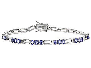 Blue Tanzanite Rhodium Over Sterling Silver Bracelet 2.45ctw