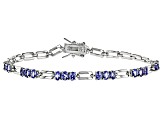 Blue Tanzanite Rhodium Over Sterling Silver Bracelet 2.45ctw