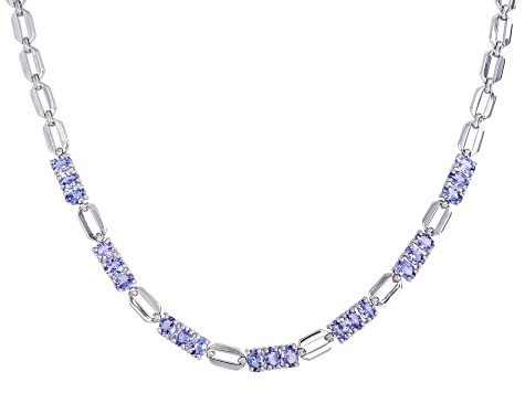 Blue Tanzanite Rhodium Over Sterling Silver Necklace 2.86ctw