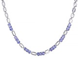 Blue Tanzanite Rhodium Over Sterling Silver Necklace 2.86ctw