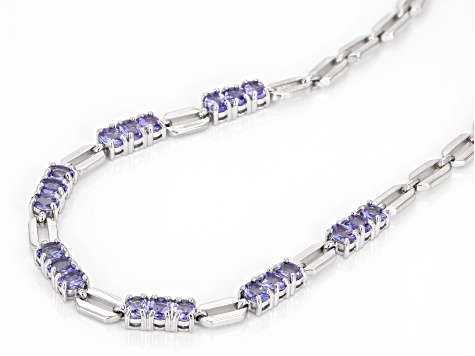 Blue Tanzanite Rhodium Over Sterling Silver Necklace 2.86ctw