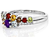 Multicolor Multi-Gem Rhodium Over Sterling Silver Band Ring 1.21ctw