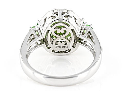 Stunning MOLDAVITE & Zircon Ring in Platinum store over .925!