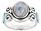 White Rainbow Moonstone Rhodium Over Sterling Silver 3-Stone Ring