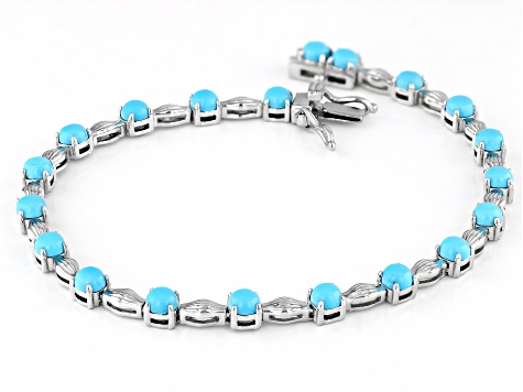 Sleeping Beauty Turquoise Rhodium Over Sterling Silver Bracelet