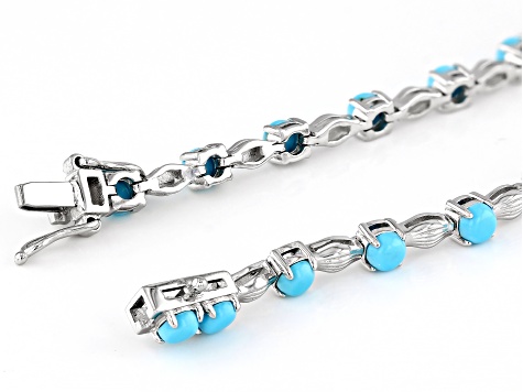 Sleeping Beauty Turquoise Rhodium Over Sterling Silver Bracelet