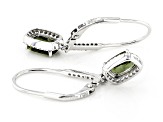 Green Moldavite Rhodium Over Sterling Silver Dangle Earrings 1.55ctw