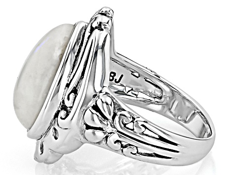 Rainbow Moonstone Sterling Silver Solitaire Ring