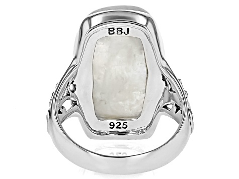 Rainbow Moonstone Sterling Silver Solitaire Ring