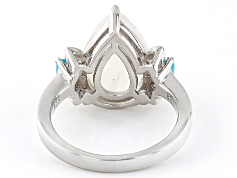 Rainbow Moonstone Rhodium Over Silver Ring 0.05ctw - CTB1604
